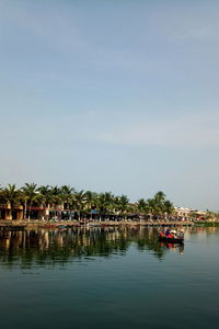 Scenic view of lake against sky