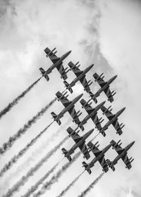 Frecce tricolori, aerobatic training team of the italian air force, flies in formation