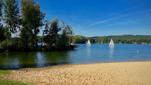 Scenic view of lake against sky