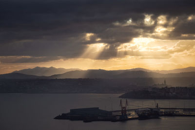 Scenic view of sea against sky during sunset