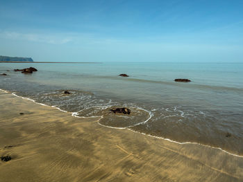 Beautiful beach at bucks mill at low tide on the north devon coast