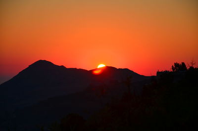 Silhouette of mountain at sunset