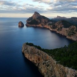 Scenic view of sea against cloudy sky