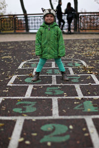 Boy playing at playground