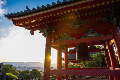 Low angle view of temple building against sky