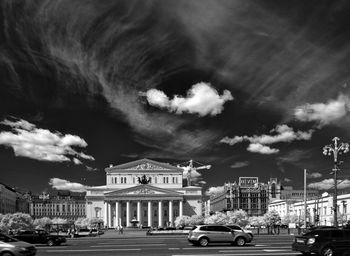 Cars on street against bolshoi ballet theater