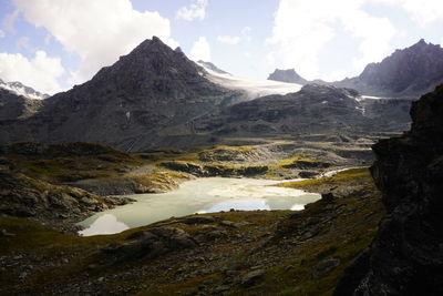 Scenic view of mountains against sky