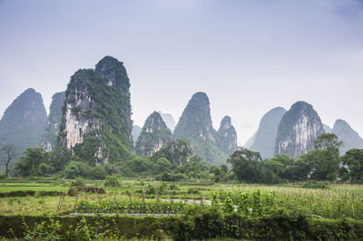 Scenic view of mountain against clear sky