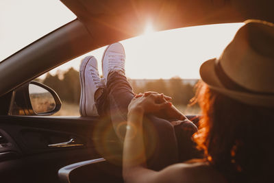 People in car against sky