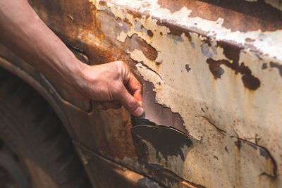 High angle view of man working