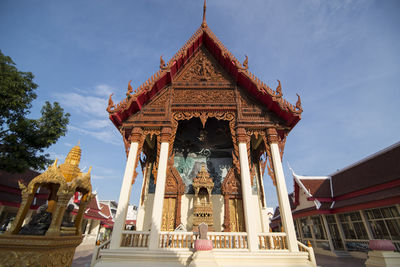 Low angle view of temple building against sky