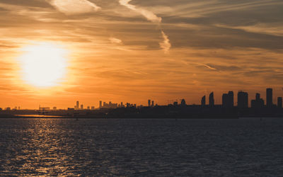 View of city at sunset