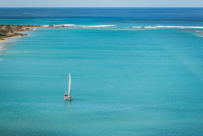 Boat sailing in sea