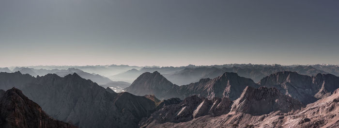 Panoramic view of mountain range against sky