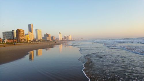 Scenic view of sea against clear sky