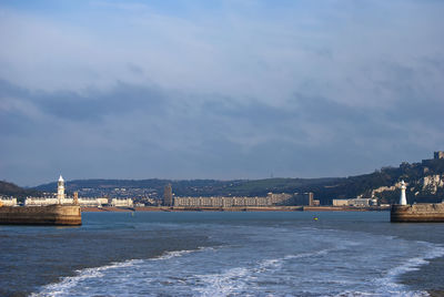 The entrance to the port of dover in kent, england