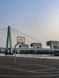 Bridge against clear sky during sunset