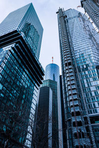 Low angle view of modern buildings in city