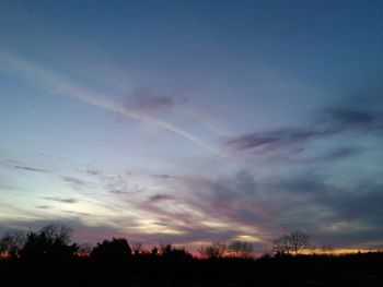 Silhouette of trees against sky at sunset