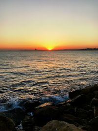 Scenic view of sea during sunset