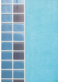 Full frame shot of blue wall of building