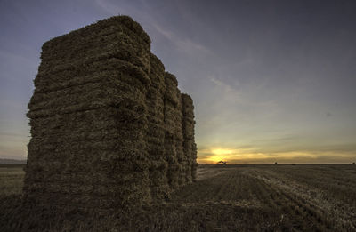 Scenic view of field against sky during sunset