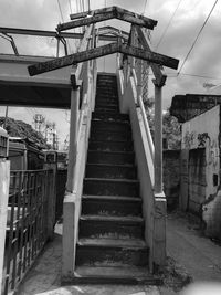 Low angle view of staircase against sky