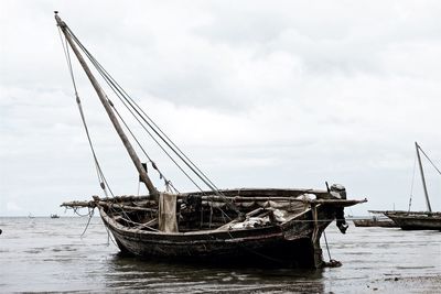Ship on sea against sky