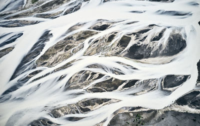 High angle view of snow covered land