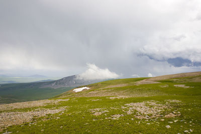 Mountain landscape and view of mountain range in javakheti, georgia