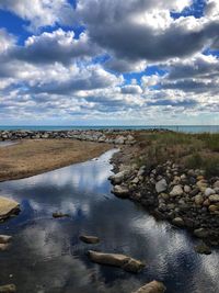 Scenic view of beach against sky