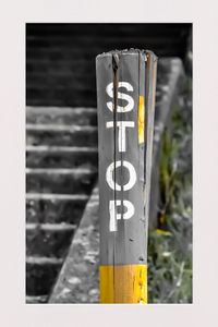 Close-up of information sign