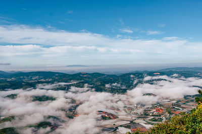 High angle view of townscape against sky
