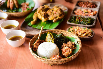 Food served in plate on table