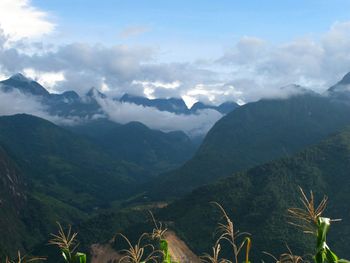 Scenic view of mountains against sky