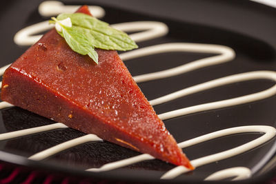 Close-up of dessert served on plate