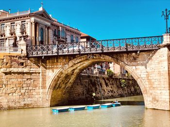 Bridge over river against blue sky