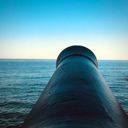 Close-up of blue sea against clear sky