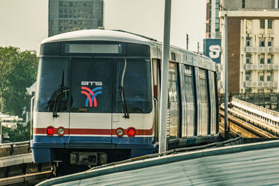 Train against buildings in city