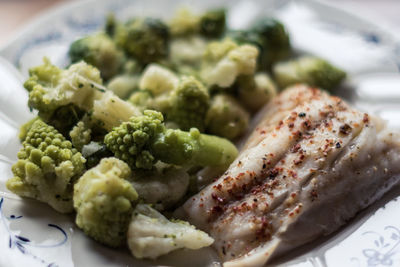 Close-up of served food in plate