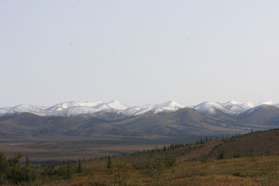 Scenic view of mountains against clear sky