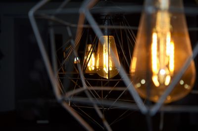 Close-up of illuminated light bulb