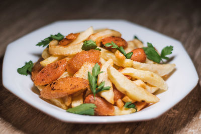 Close-up of meal served in plate
