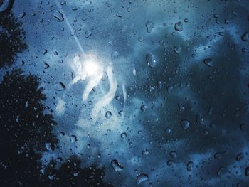 Close-up of water drops on glass