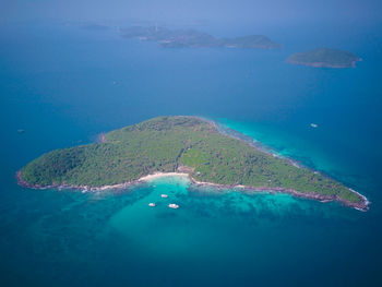 High angle view of island amidst sea