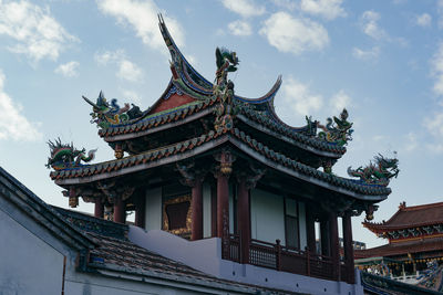 Low angle view of traditional building against sky