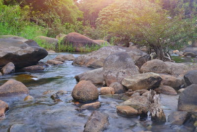 View of rocks in river