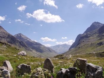 Scenic view of mountains against sky