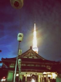 Low angle view of illuminated street light