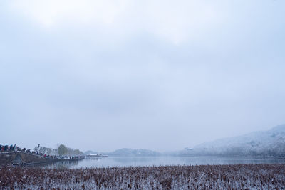 Scenic view of lake against sky